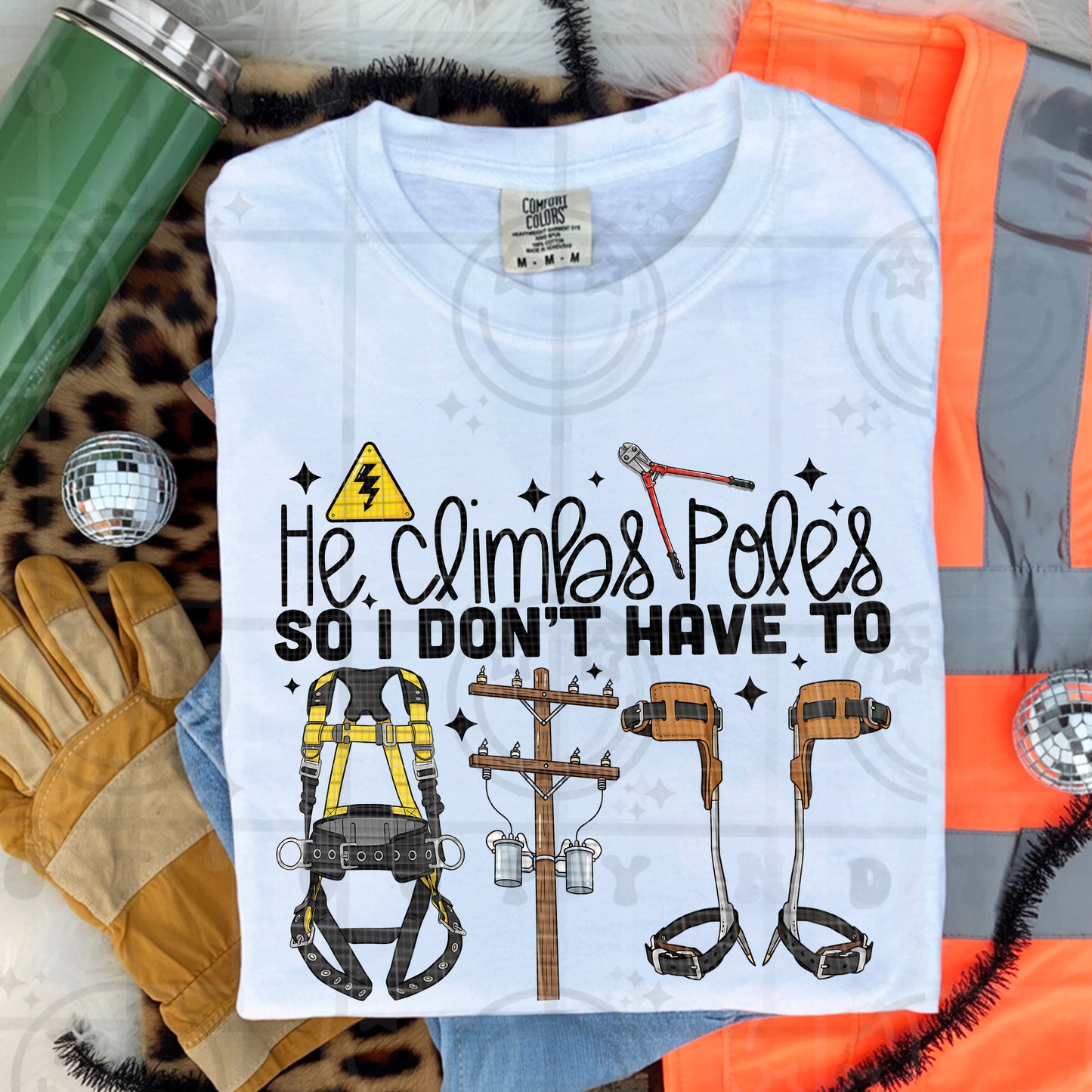 He climbs poles (Lineman) Tee