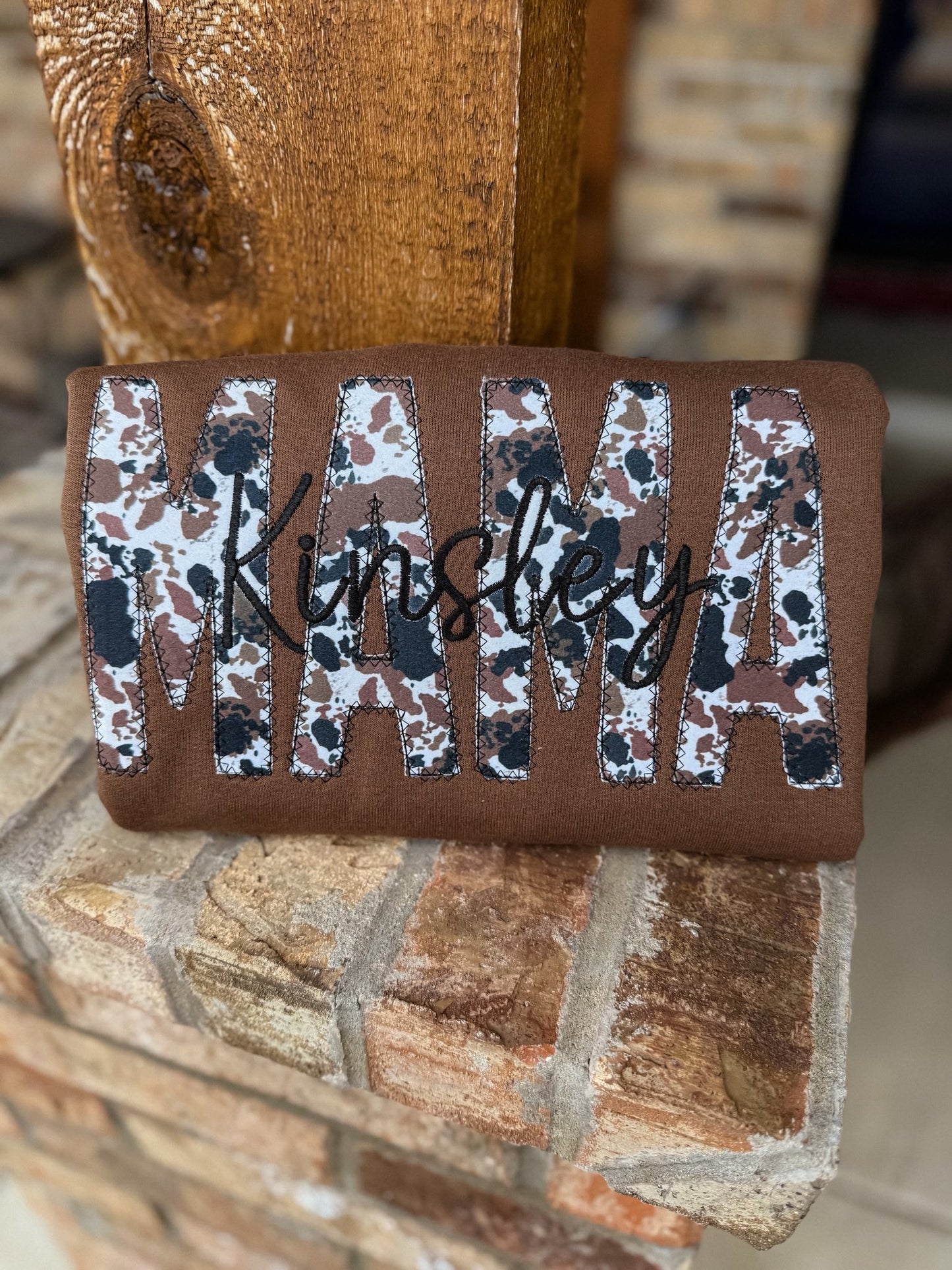 Cowhide Mama Embroidered Sweatshirt