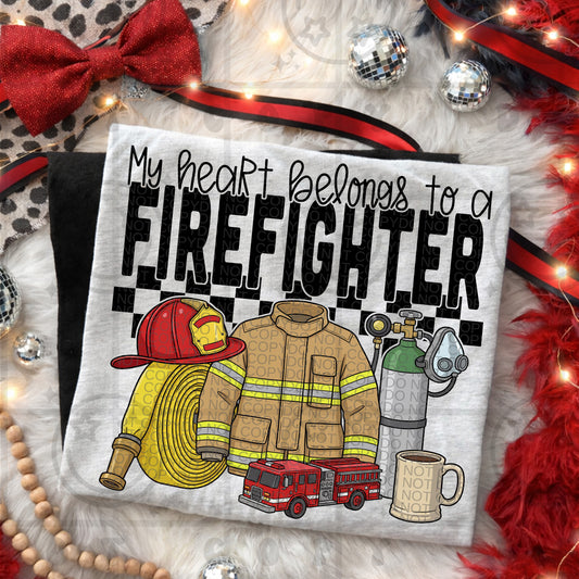 My Heart belongs to a firefighter tee